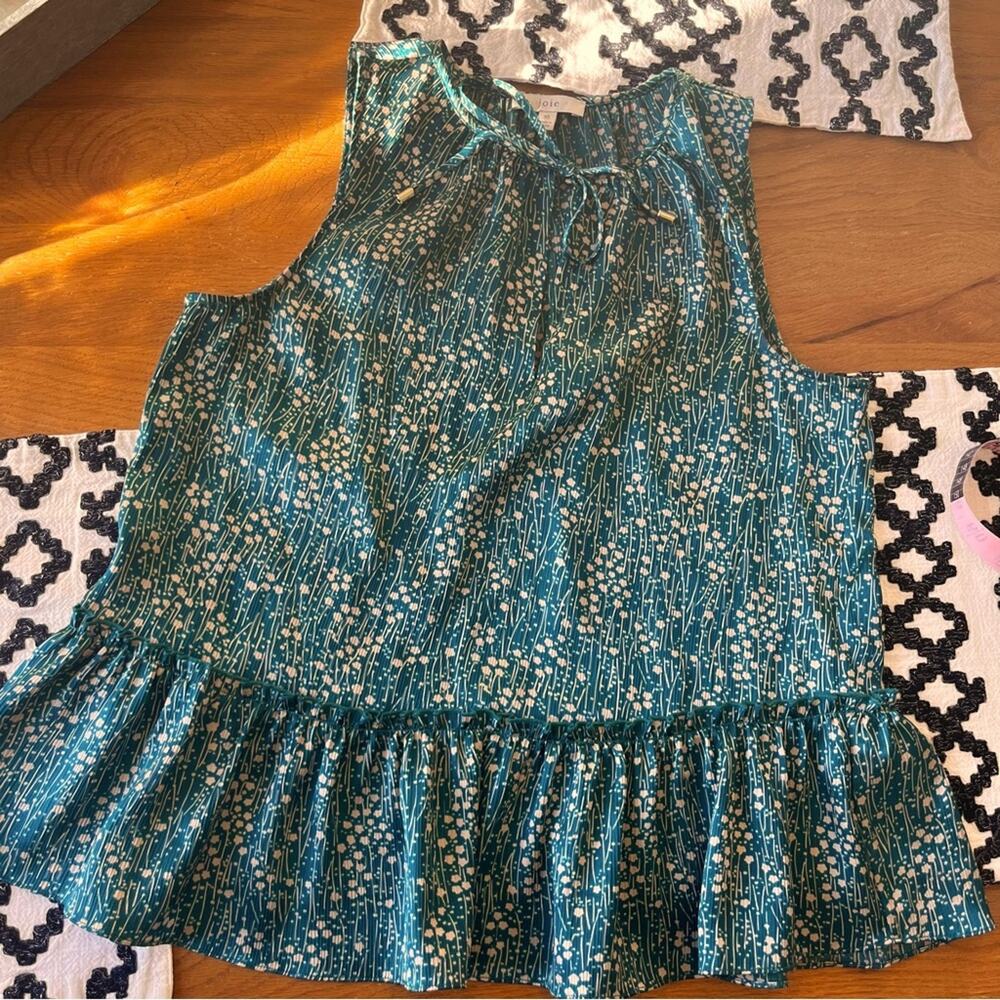 FLAW Joie Ditsy Floral Sleeveless Peplum Blouse Top women’s size XS